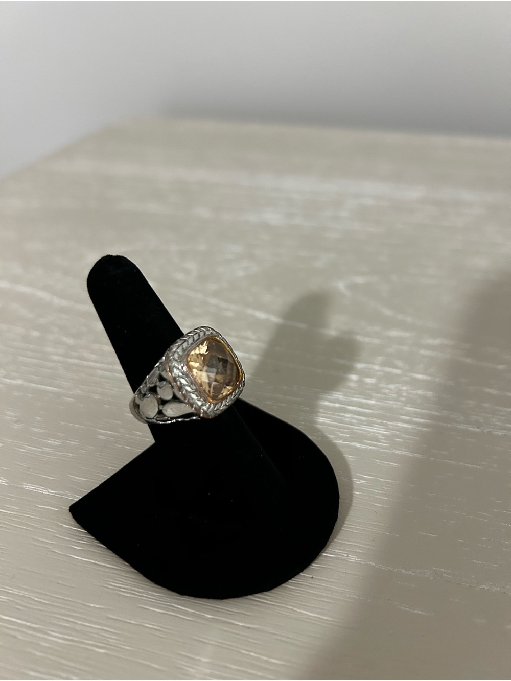 Costume Jewelry - Silver Ring with Champagne Stone